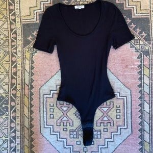 Black ribbed bodysuit